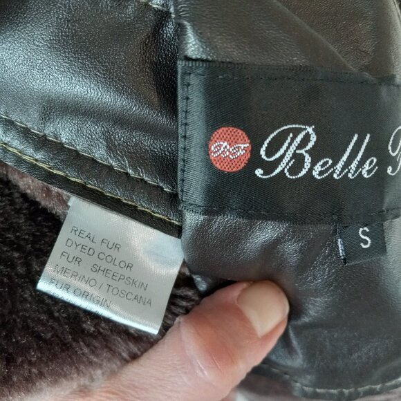 Belle Fare Burnaby Green Toscana Shearling Hooded Coat Sz S - Picture 14 of 16